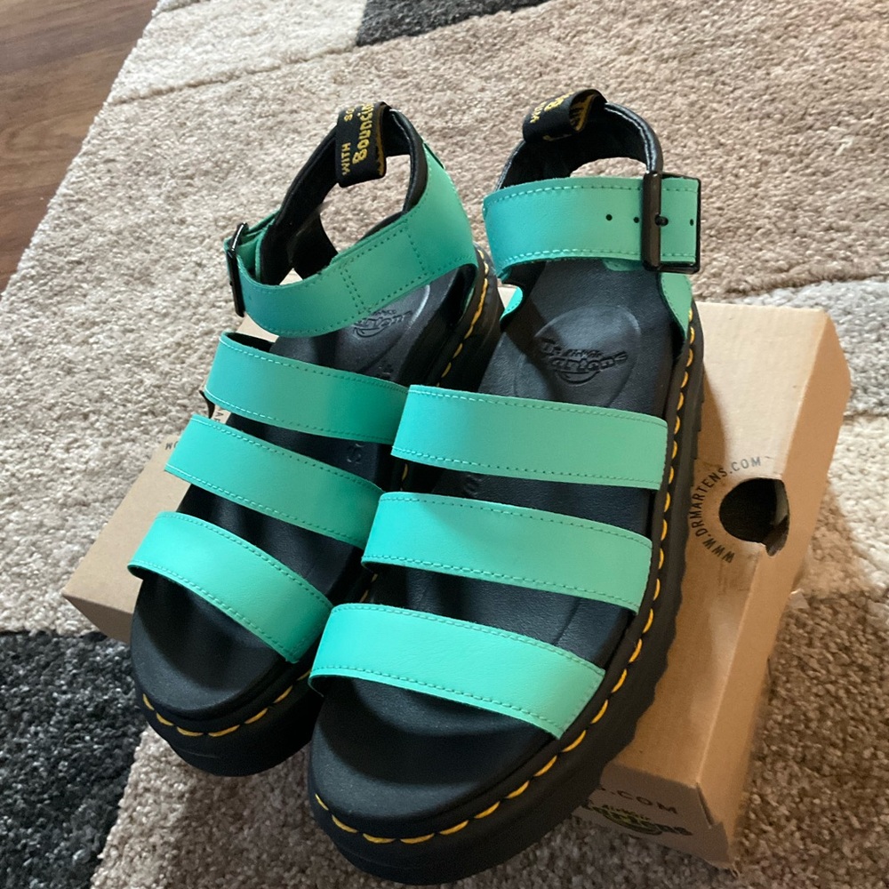 Dr. Martens Teal Aqua Strappy Sandals